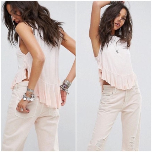 Free People Tops - Free People Uptown Ruffle Sleeveless Tee Tank